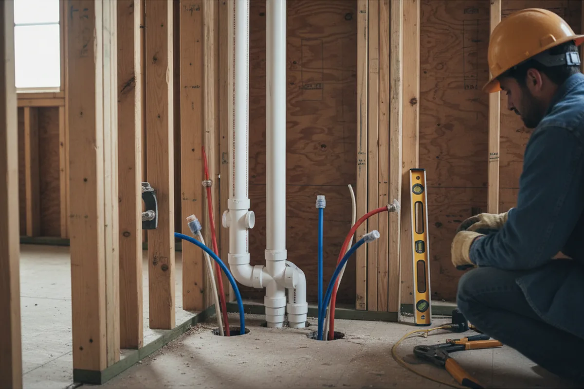 Drain and supply rough-in during Garbage Disposal Repair in Biola
