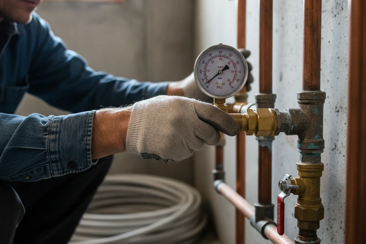Pressure testing a repaired line during Water Line Repair in Biola